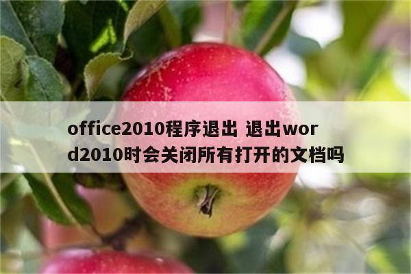 office2010程序退出 退出word2010时会关闭所有打开的文档吗