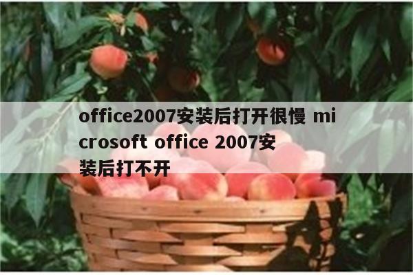 office2007安装后打开很慢 microsoft office 2007安装后打不开