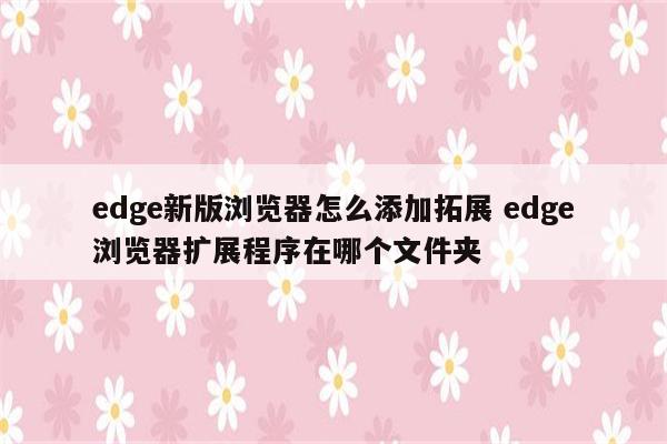 edge新版浏览器怎么添加拓展 edge浏览器扩展程序在哪个文件夹
