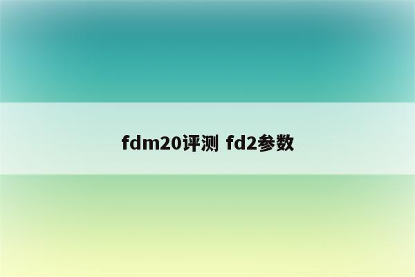 fdm20评测 fd2参数