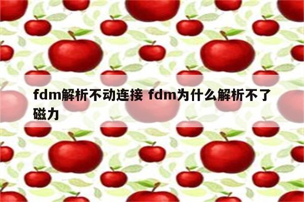 fdm解析不动连接 fdm为什么解析不了磁力