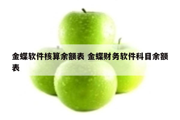 金蝶软件核算余额表 金蝶财务软件科目余额表