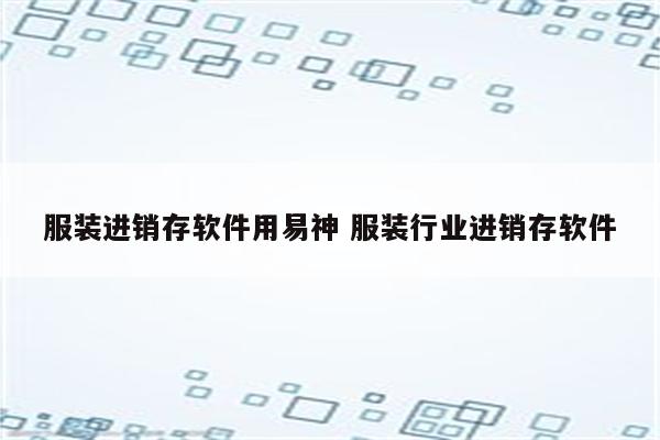 服装进销存软件用易神 服装行业进销存软件