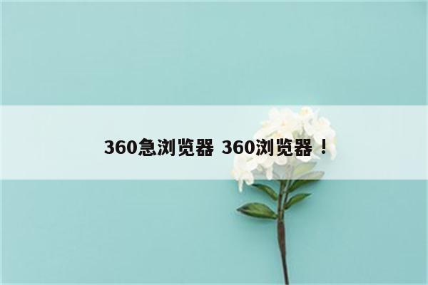 360急浏览器 360浏览器 !