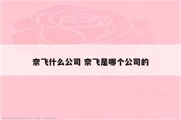 奈飞什么公司 奈飞是哪个公司的