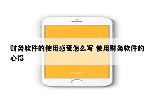 财务软件的使用感受怎么写 使用财务软件的心得