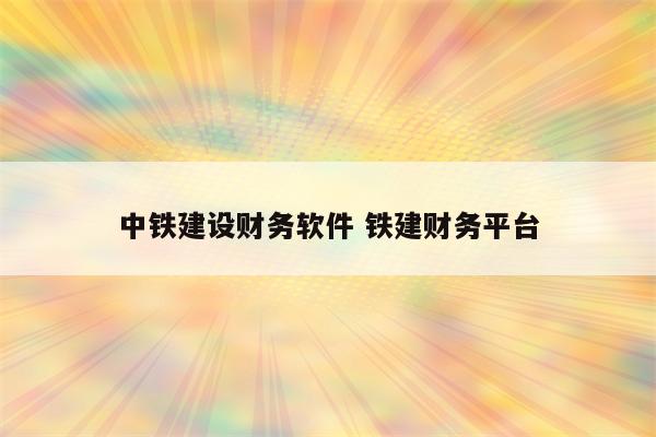 中铁建设财务软件 铁建财务平台