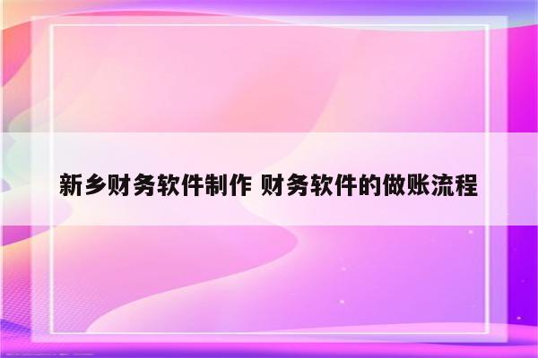 新乡财务软件制作 财务软件的做账流程