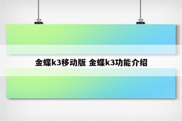 金蝶k3移动版 金蝶k3功能介绍