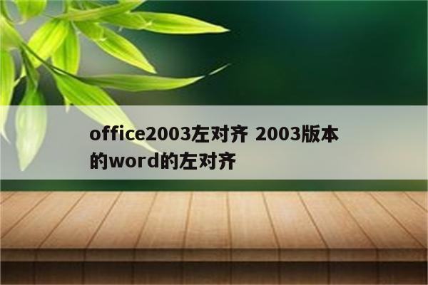 office2003左对齐 2003版本的word的左对齐