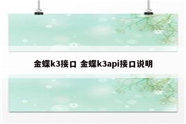 金蝶k3接口 金蝶k3api接口说明