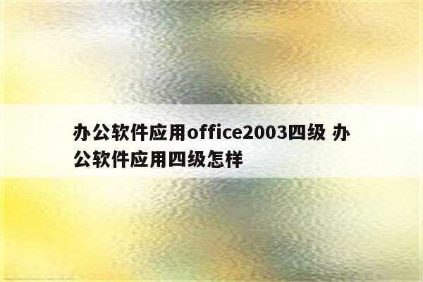 办公软件应用office2003四级 办公软件应用四级怎样