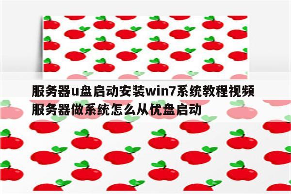 服务器u盘启动安装win7系统教程视频 服务器做系统怎么从优盘启动