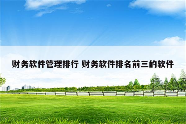 财务软件管理排行 财务软件排名前三的软件