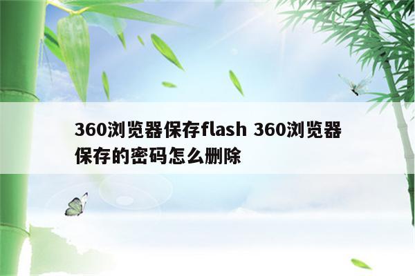 360浏览器保存flash 360浏览器保存的密码怎么删除