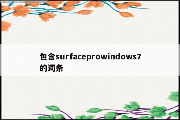 包含surfaceprowindows7的词条