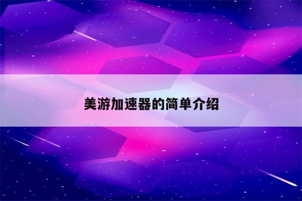 美游加速器的简单介绍