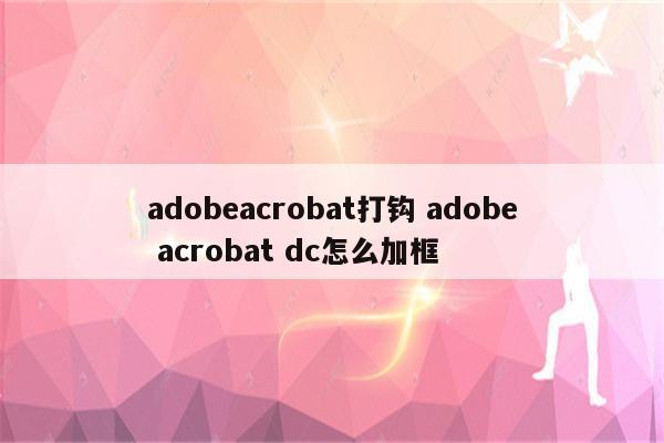adobeacrobat打钩 adobe acrobat dc怎么加框