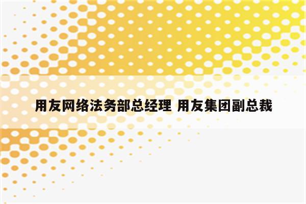 用友网络法务部总经理 用友集团副总裁