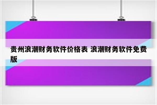 贵州浪潮财务软件价格表 浪潮财务软件免费版