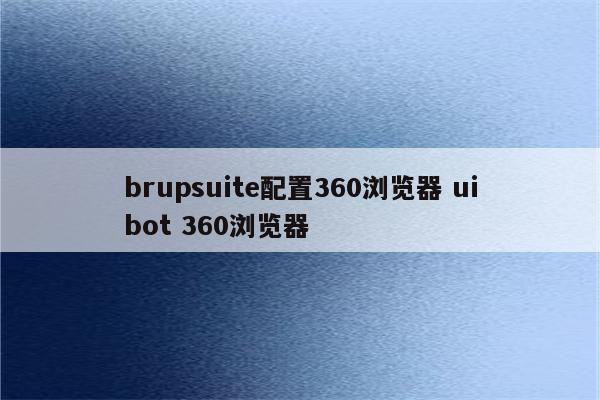 brupsuite配置360浏览器 uibot 360浏览器