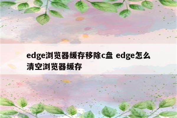 edge浏览器缓存移除c盘 edge怎么清空浏览器缓存