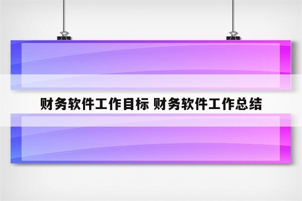 财务软件工作目标 财务软件工作总结