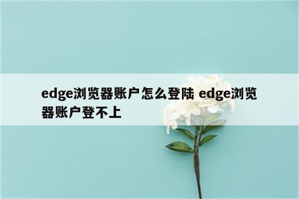 edge浏览器账户怎么登陆 edge浏览器账户登不上