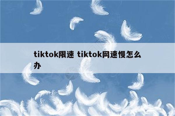 tiktok限速 tiktok网速慢怎么办