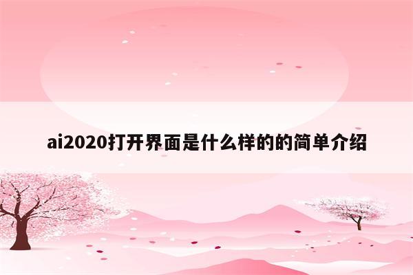 ai2020打开界面是什么样的的简单介绍