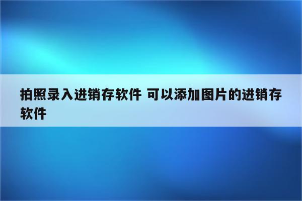 拍照录入进销存软件 可以添加图片的进销存软件