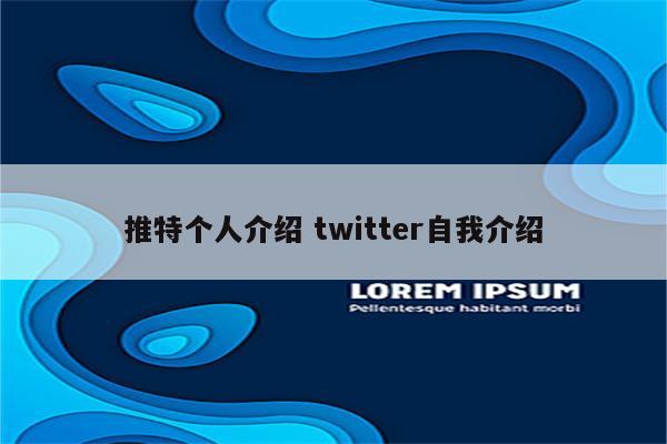 推特个人介绍 twitter自我介绍