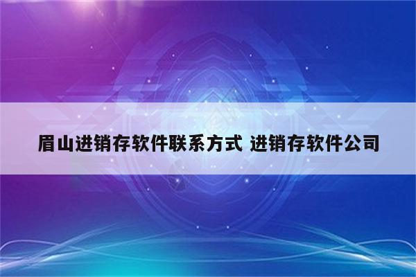 眉山进销存软件联系方式 进销存软件公司
