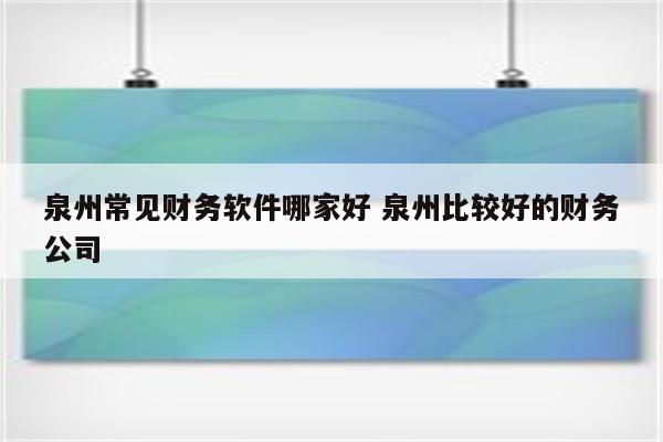 泉州常见财务软件哪家好 泉州比较好的财务公司