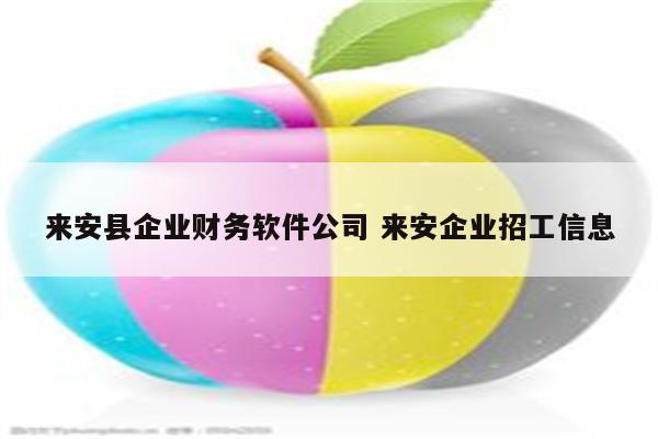 来安县企业财务软件公司 来安企业招工信息