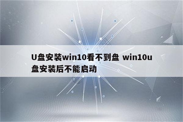 U盘安装win10看不到盘 win10u盘安装后不能启动