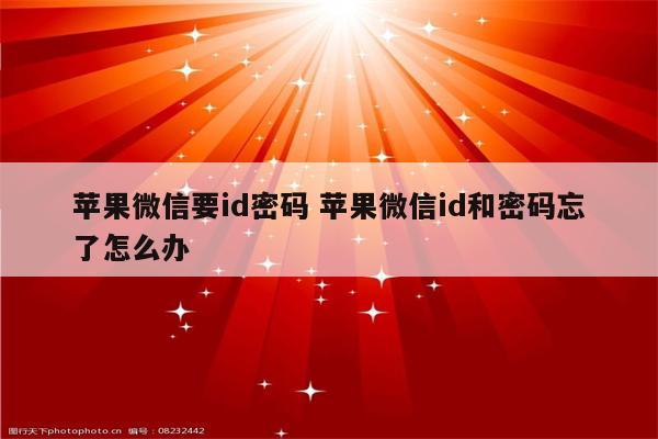 苹果微信要id密码 苹果微信id和密码忘了怎么办