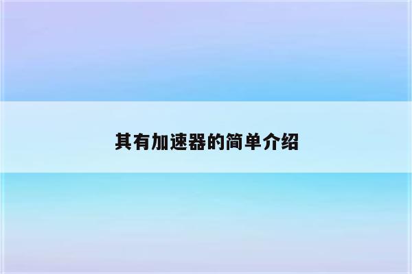其有加速器的简单介绍