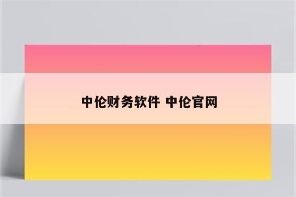 中伦财务软件 中伦官网