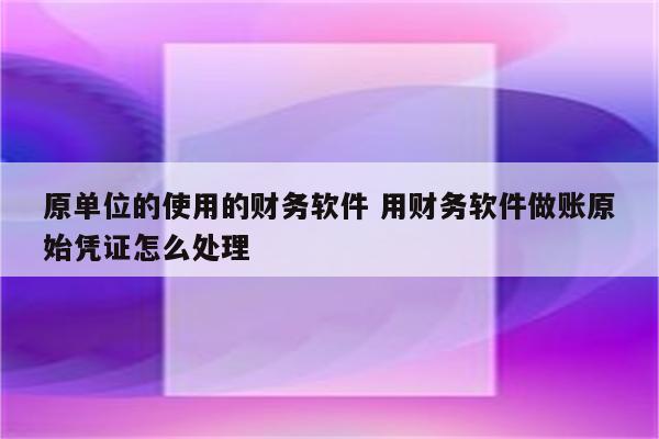 原单位的使用的财务软件 用财务软件做账原始凭证怎么处理
