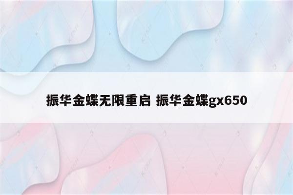 振华金蝶无限重启 振华金蝶gx650