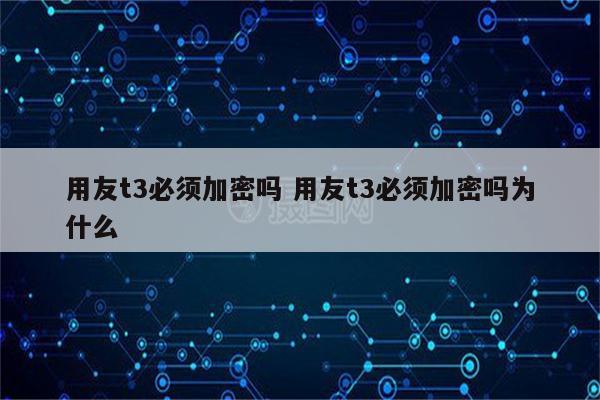 用友t3必须加密吗 用友t3必须加密吗为什么