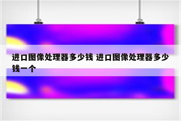 进口图像处理器多少钱 进口图像处理器多少钱一个