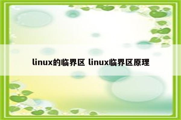 linux的临界区 linux临界区原理