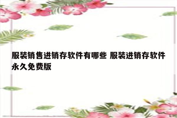 服装销售进销存软件有哪些 服装进销存软件永久免费版