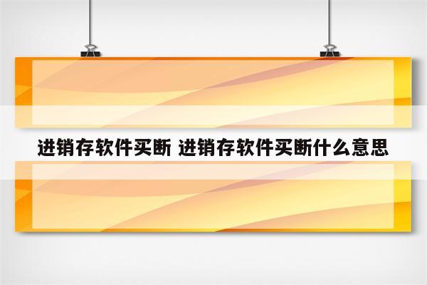 进销存软件买断 进销存软件买断什么意思