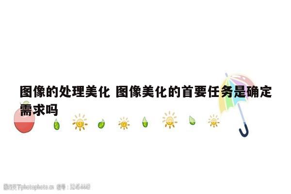 图像的处理美化 图像美化的首要任务是确定需求吗