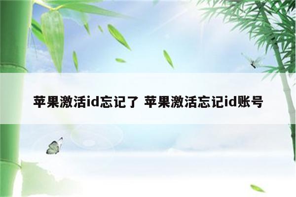 苹果激活id忘记了 苹果激活忘记id账号