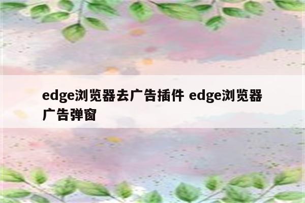 edge浏览器去广告插件 edge浏览器广告弹窗