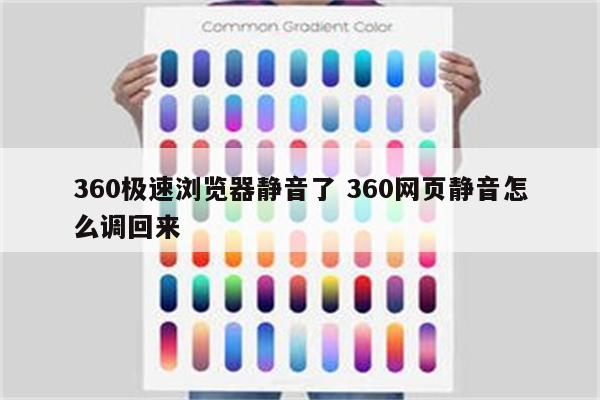 360极速浏览器静音了 360网页静音怎么调回来